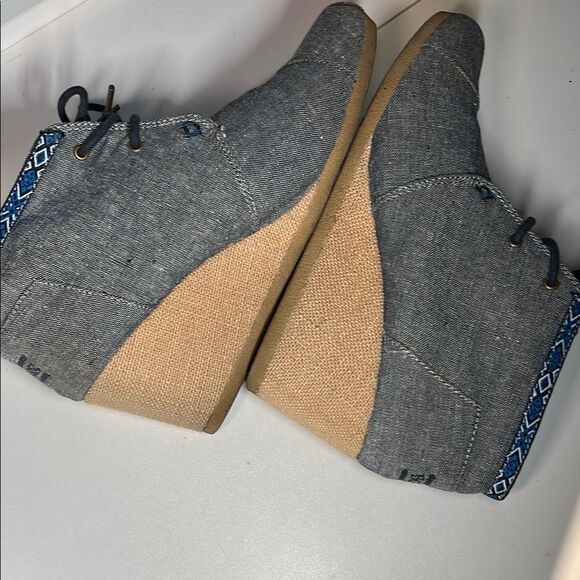 Cute Lace Up Denim Wedge Heel Chucka Booties from Bob's by Sketchers Womens 10 - Picture 7 of 10